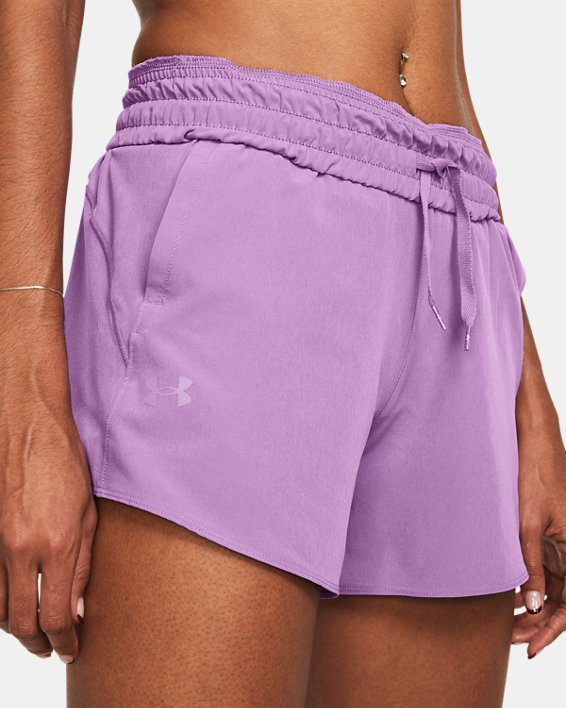 Shorts tejidos de 13 cm UA Flex para mujer, Purple, pdpMainDesktop image number 3